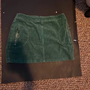 Green corduroy mini skirt